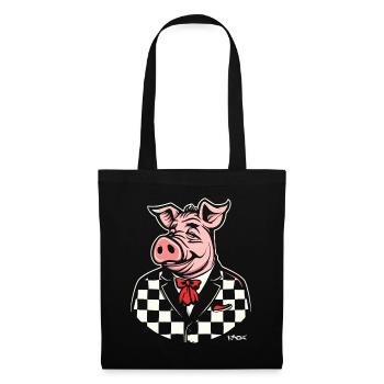 Checker, a chubby pig in the style of the 50s - Tote Bag - black - Front