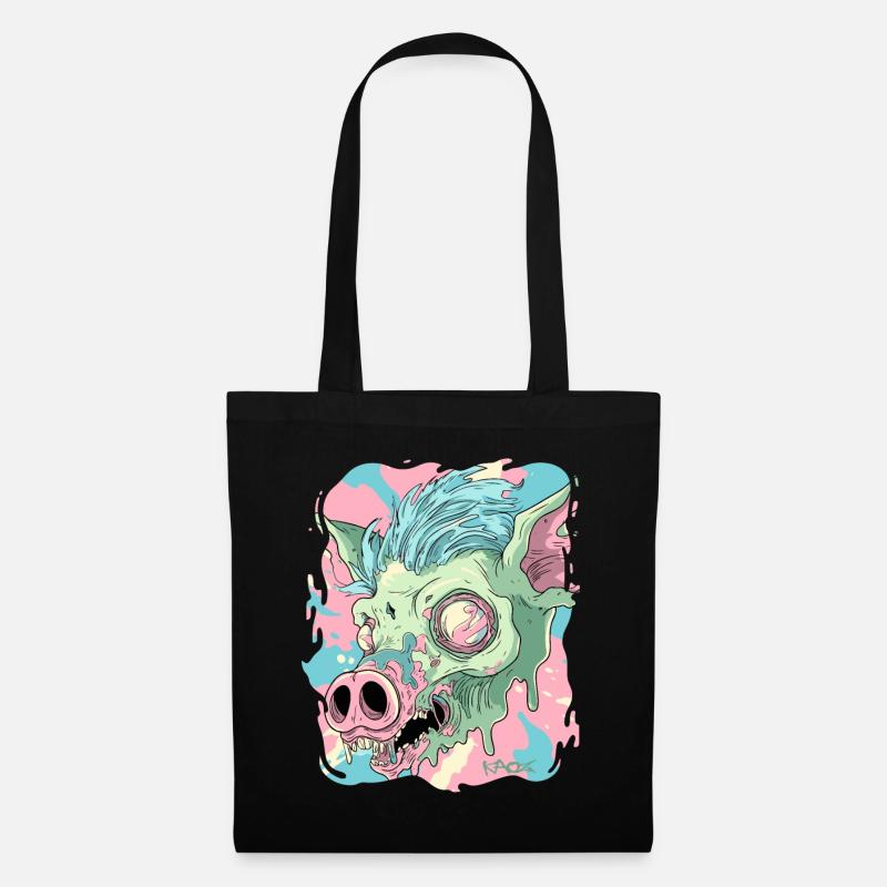 Psychedelisches Säure Schwein - Stoffbeutel - Schwarz