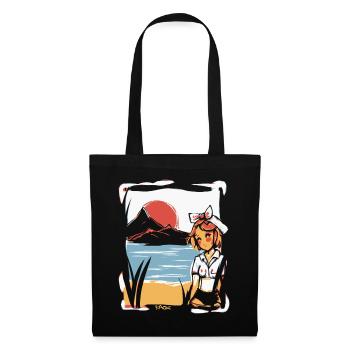 Sous le soleil rouge japonais : nature anime girls - Sac en tissu - noir - Devant