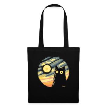 Stars moonlight moon cat - Tote Bag - black - Front