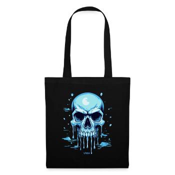 Ein blauer schmelzender Totenkopf - Stoffbeutel - Schwarz - Vorne