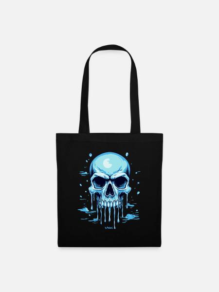 Ein blauer schmelzender Totenkopf - Stoffbeutel - Schwarz