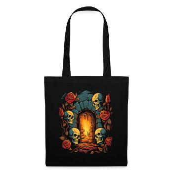 L’amour du donjon sombre : Crânes et roses - Sac en tissu - noir - Devant