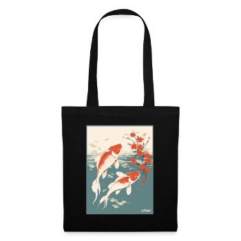 Parodie japanisches Werbeplakat Koi-Fisch - Stoffbeutel - Schwarz - Vorne