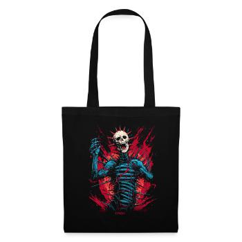 Squelette de crâne de tête d'aiguille d'horreur - Sac en tissu - noir - Devant