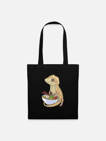 Gecko Salamander Echse Reptil Geschenk - Stoffbeutel - Schwarz