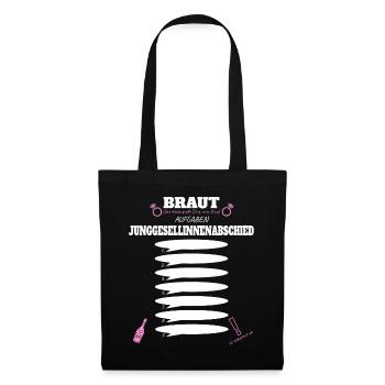 Braut Junggesellenabschied Frauen Aufgaben Lustig - Stoffbeutel - Schwarz - Vorne