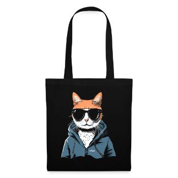 Sweat à capuche super cool et lunettes de soleil pour chat - Sac en tissu - noir - Devant