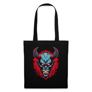 Flammes médiévales et diable ou démon - Sac en tissu - noir - Devant