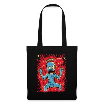 Verrückte lustige Cartoon Pop Art mit Skelett - Stoffbeutel - Schwarz - Vorne