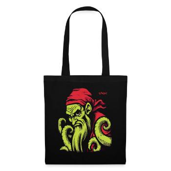 Retro Cartoon Kraken Pirat - Stoffbeutel - Schwarz - Vorne