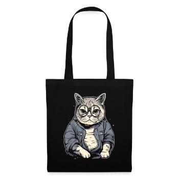 Elderly, intelligent granny or grandpa cat with glasses - Tote Bag - black - Front