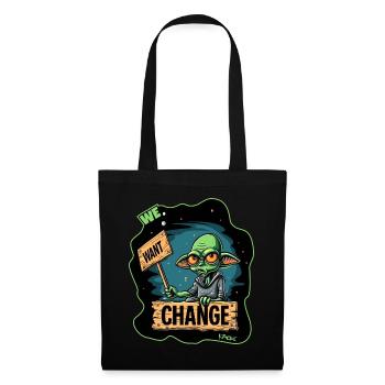 Green alien protests for change - Tote Bag - black - Front