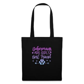 Doberman chien chiens cadeau pour animaux de compagnie - Sac en tissu - noir - Devant