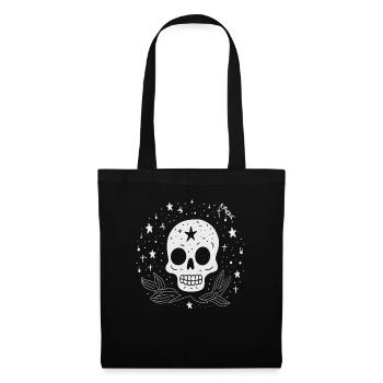 Ciel étoilé avec des étoiles et un crâne cool - Sac en tissu - noir - Devant