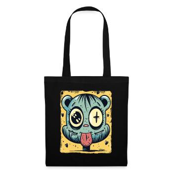 Coeurs, Croix, Dessin Animé et Hamster Coquin - Sac en tissu - noir - Devant