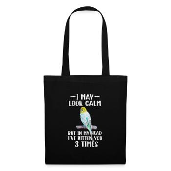 Perruche ondulée - Sac en tissu - noir - Devant