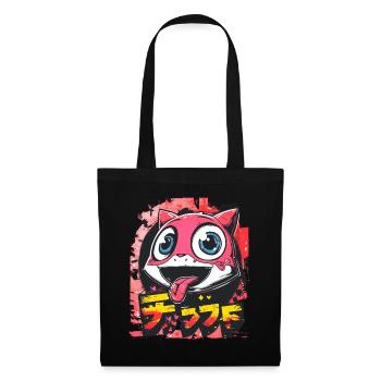 Graffiti Japonais Mignon Coquine Anime Chat - Sac en tissu - noir - Devant