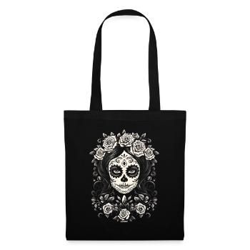 Beautiful Face of a Woman, Sugar Skull - Tote Bag - black - Front