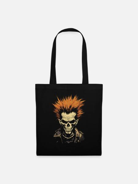 Punk-Anarchie: Rock-Totenkopf - Stoffbeutel - Schwarz