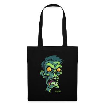 Dessin animé d’un zombie vert, zombie horrible - Sac en tissu - noir - Devant
