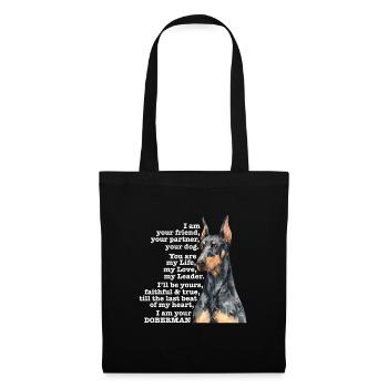 Doberman chien chiens cadeau pour animaux de compagnie - Sac en tissu - noir - Devant