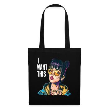 Sporty Cool Cartoon Girl : Je veux ça ! - Sac en tissu - noir - Devant