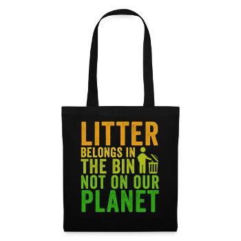 No Littering Anti Littering Earth Day - Tote Bag - black - Front