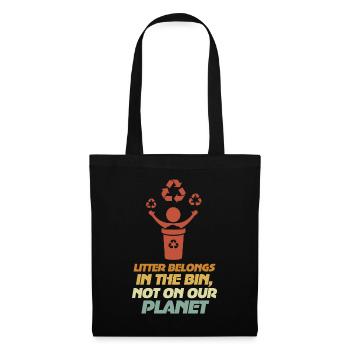No Littering Anti Littering Earth Day - Tote Bag - black - Front