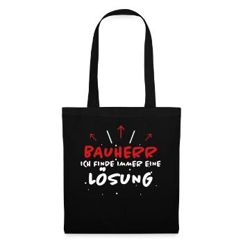 Bauherr Spruch Hausbau Richtfest Bauherr Geschenk - Stoffbeutel - Schwarz - Vorne