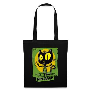 Cool Cartoon Ninja Cat Hoodie - Tote Bag - black - Front