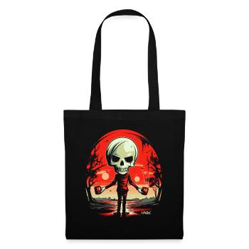 Squelette de crâne avec des tasses - Sac en tissu - noir - Devant