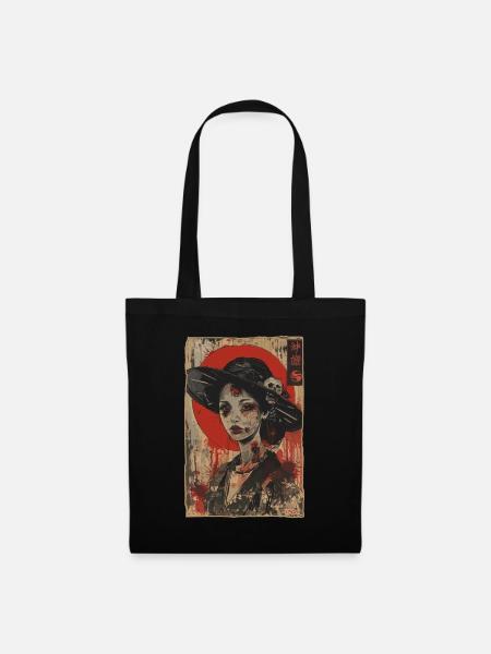 Zombiefizierte Zombie Eleganz: Eine Vintage-Dame - Stoffbeutel - Schwarz