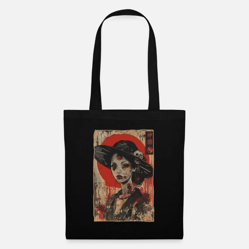 Zombiefizierte Zombie Eleganz: Eine Vintage-Dame - Stoffbeutel - Schwarz