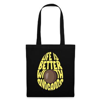Avocado Guacamole Vegan Geschenk - Stoffbeutel - Schwarz - Vorne