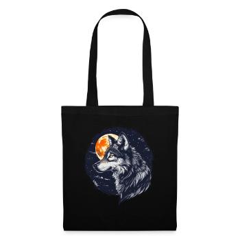 Wolf und Vollmond - Stoffbeutel - Schwarz - Vorne