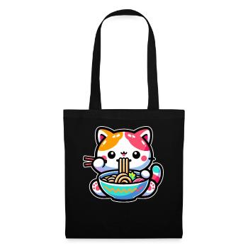 Manga Manga Japonais Cat Ramen pour les amoureux des chats - Sac en tissu - noir - Devant