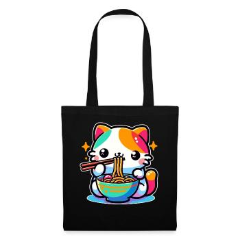 Manga Manga Japonais Cat Ramen pour les amoureux des chats - Sac en tissu - noir - Devant