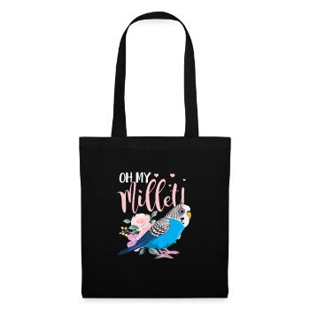 Wellensittich Vogel Haustier Sittich Geschenk - Stoffbeutel - Schwarz - Vorne