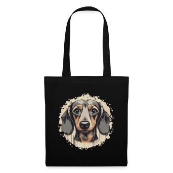 Dackel Teckel Kurzhaardackel Dachshund - Stoffbeutel - Schwarz - Vorne
