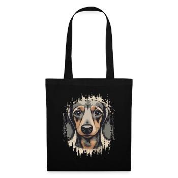 Dackel Teckel Kurzhaardackel Dachshund - Stoffbeutel - Schwarz - Vorne