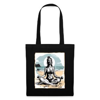 Yoga méditation sur la plage - Sac en tissu - noir - Devant
