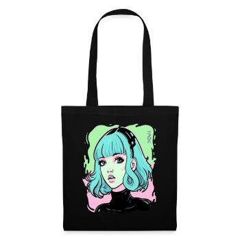 Bonbons Coloré Dessin Animé Fille - Sac en tissu - noir - Devant