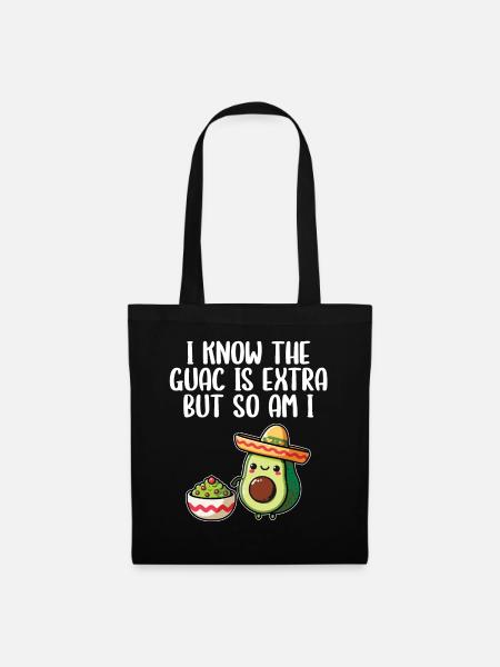 Avocado Guacamole Vegan Geschenk - Stoffbeutel - Schwarz