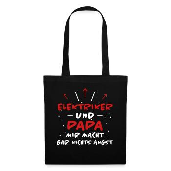 Elektriker Spruch Job Lustiges Elektriker Geschenk - Stoffbeutel - Schwarz - Vorne
