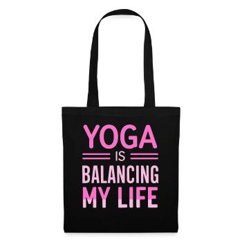 Yoga balanciert mein Leben - Stoffbeutel - Schwarz - Vorne