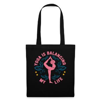 Yoga balanciert mein Leben - Stoffbeutel - Schwarz - Vorne
