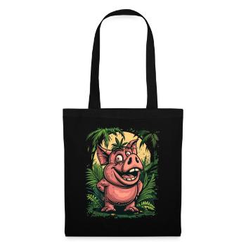 Funny Happy Jungle Forest Pig - Tote Bag - black - Front