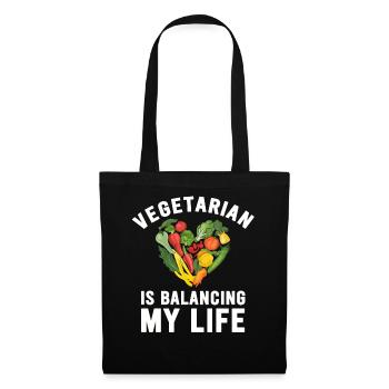 Vegetarian Balancing My Life - Tote Bag - black - Front