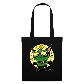 Funny Green Cartoon Action Hero: Look Here - Tote Bag - black - Front